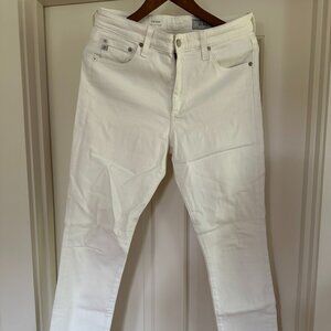 AG high rise straight leg white jeans, size 29R